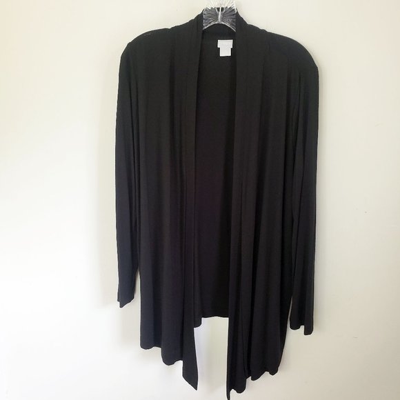 Chico's Sweaters - Chico's Women's Black Winged Open Front Long Sleeve Cardigan Sweater